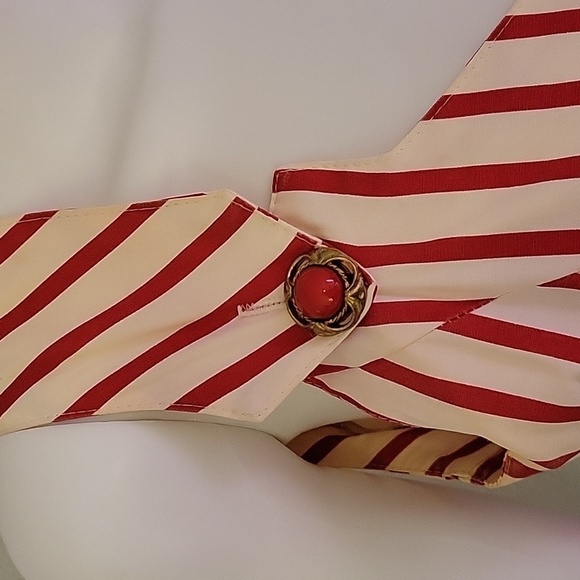 VTG ACACIA Candy Stripe Double Breasted Sleeveless Doll Top - Picture 4 of 12